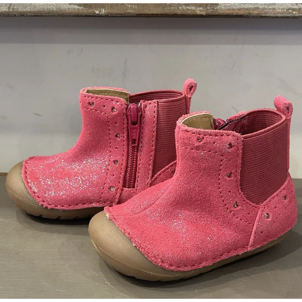 Stride Rite SM Agnes 2.0 Berry Ankle Boots‎ Baby/Toddler Zip Bootie US 3M